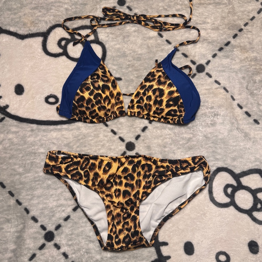 Leopard Print Bikini Set Triangle Top